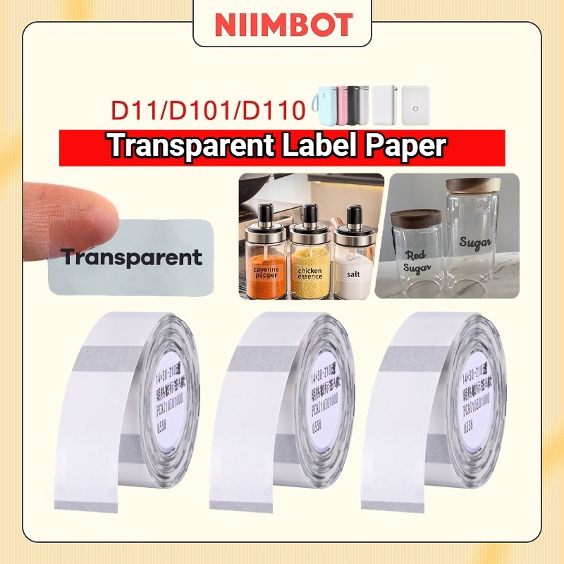 

【3 Roll】Niimbot D11/D101/D110 Label Kertas Bening Tahan Air dan Tahan Minyak untuk Penyimpanan Makanan. |75CE0CA3|