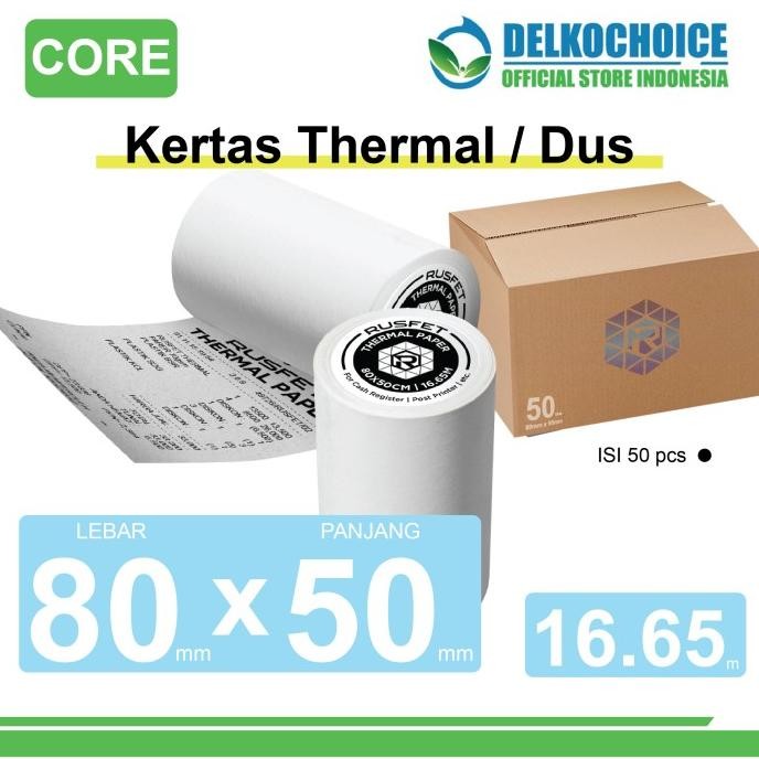 

Kertas Thermal Core Kertas Printer Resi Barcode Pos 80X50Mm Dus