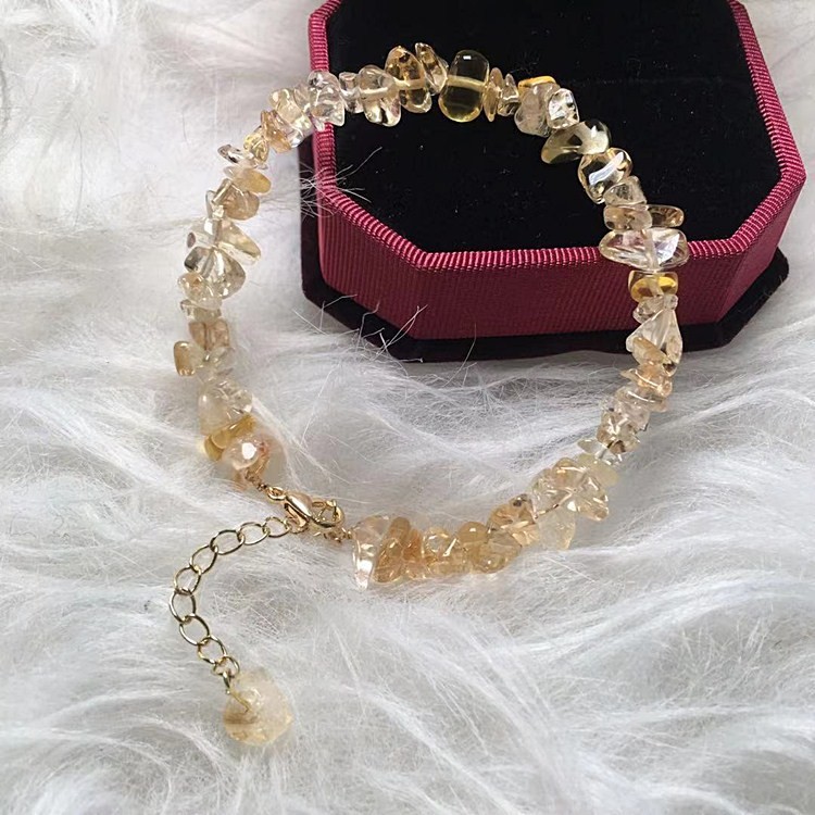 Gelang Kerikil Citrine 14K Aksesori Gilded Penyimpanan Warna