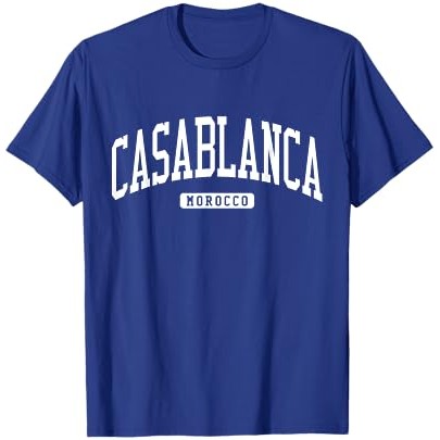 Casablanca Morocco College University Style T-Shirt |v2EfsjZY|
