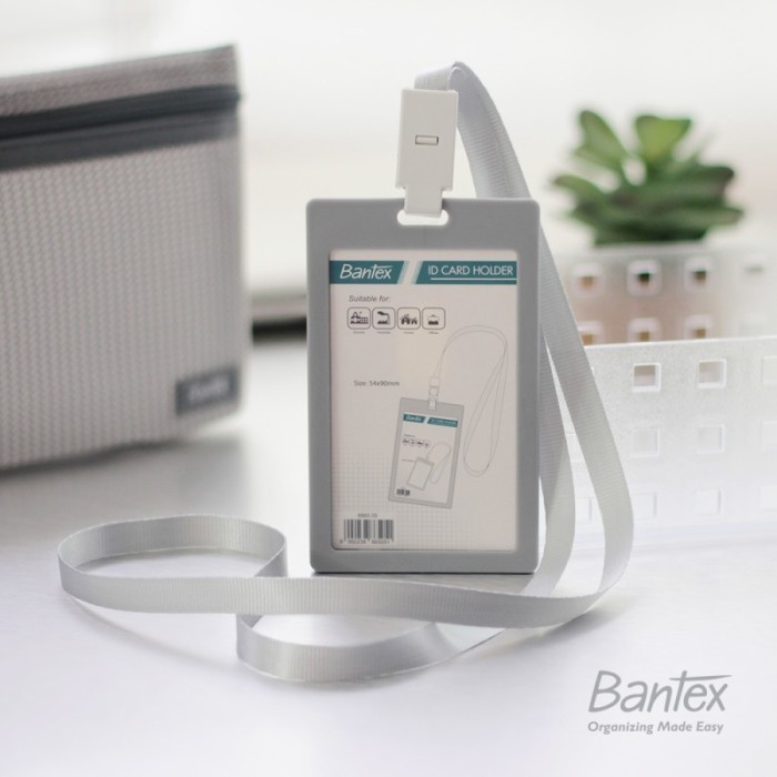 

Name Tag ID Card Holder Lanyard Bantex Portrait Grey 8865-05