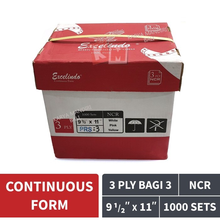 

TERMURAH - Kertas Continuous Form 3 Ply Bagi 3 NCR Excelindo 9 1/2 x 11 K3