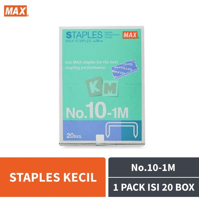 

TERBARU - Isi Refill Stapler / Staples Kecil MAX No.10-1M / Pack / 20 Box