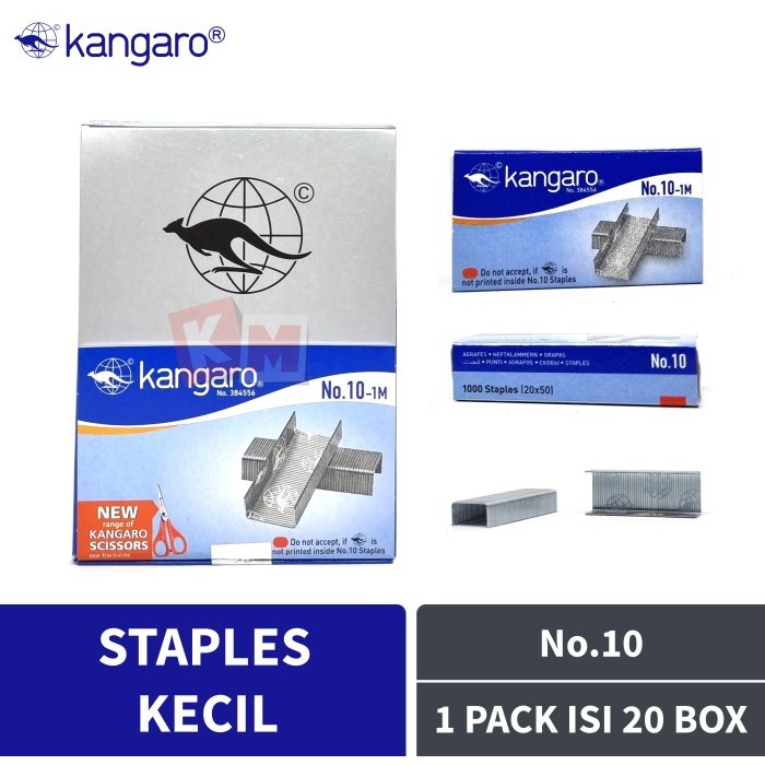 

Isi Stapler / Staples Kangaro No.10 / Pack / 20 Box