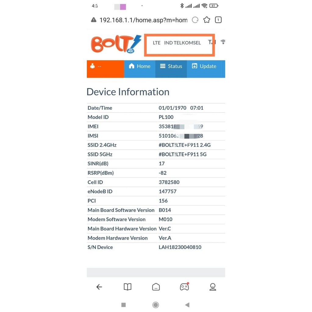 Modem Router Wireless Wifi BOLT PL100 4G LTE Dual Band 2.4G 5G