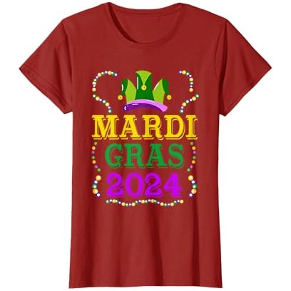 Mardi Gras 2024 Topi Jester Manik-manik Nola Karnaval Masquerade T-Shirt |vnvQIB1J|