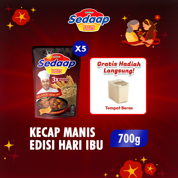 

Kecap Sedaap Yellow bean Special Hari Ibu 700g x5 free tempat beras