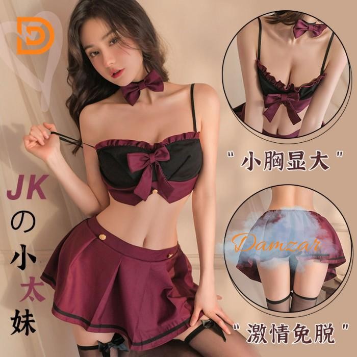 BAJU DINAS MALAM LINGERIE SEXY COSPLAY KOSTUM ANIME SERAGAM SEKOLAH SISWI MINI ROK BY DAMZAR SHOP
