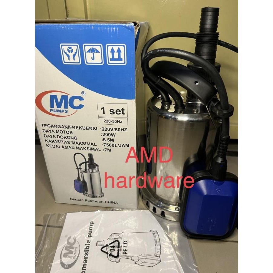 POMPA CELUP STAINLESS AIR KOTOR SUBMERSIBLE 275W AUTO & MANUAL MC PUMP [terbaik]