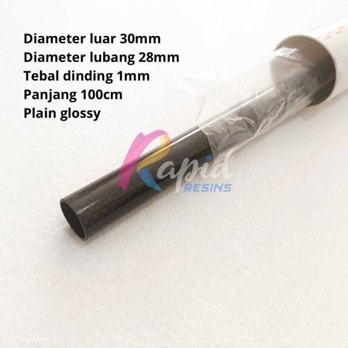Pipa Carbon Tube 30 X 28 X 1000 Mm Tabung Serat Karbon 3K Od 30 Id 28
