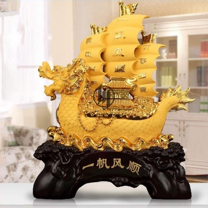 LKJ Pajangan Patung Perahu Kapal Layar Pinisi Naga Air Laut Kado Hadiah