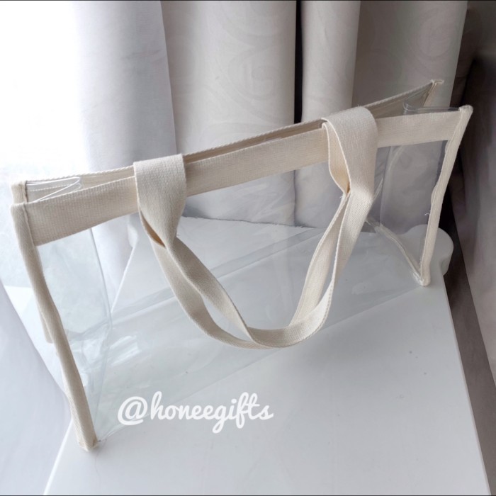 Tas tote bag wanita transparan mika pvc new normal clear Big Size kado