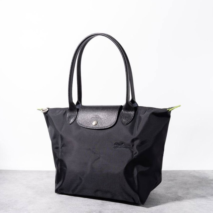 Longchamp Le Pliage Green Small / medium Long Handle in Black