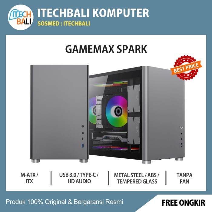 TERBARU - Casing GAMEMAX SPARK Matx Casing PC - BLACK