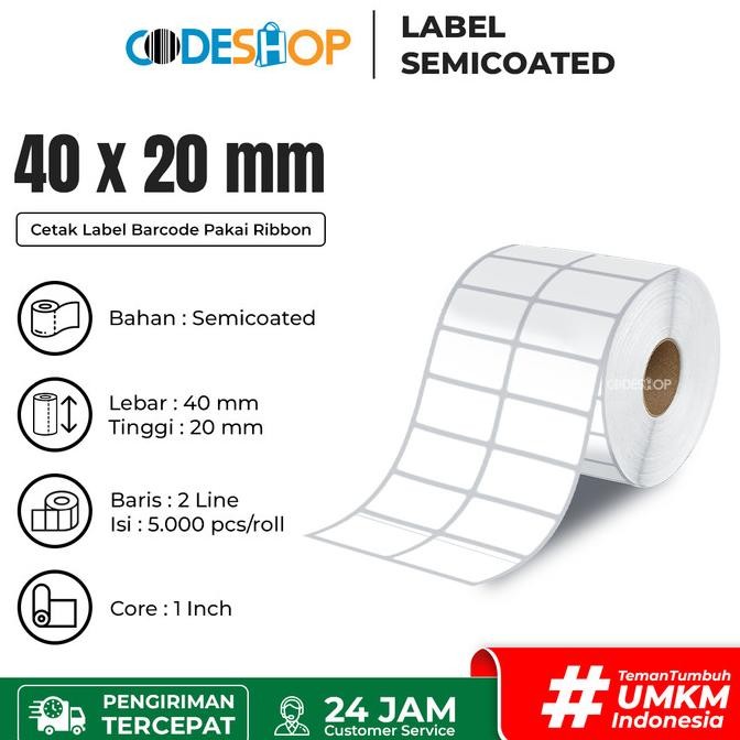 

Sale Label Semicoated 40X20 Mm / 40X20 / 40 X 20 Mm 5000 Pcs