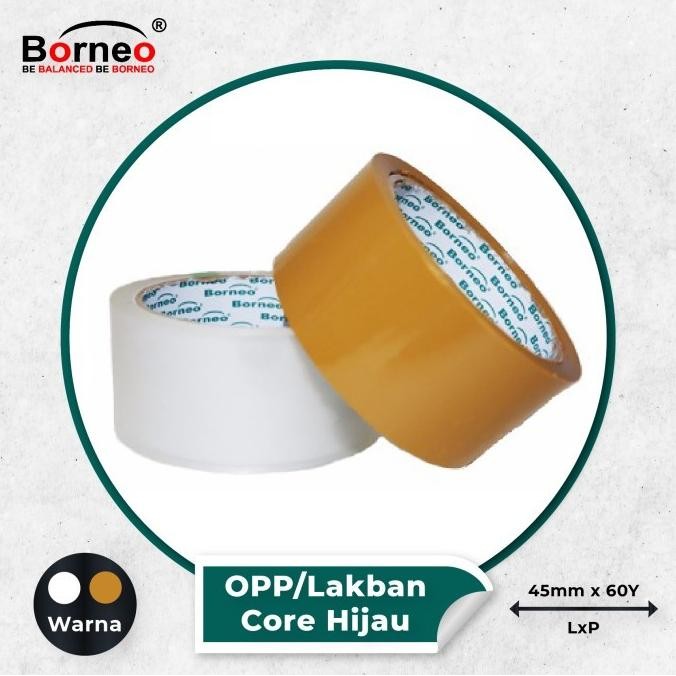 

Sale 6 Roll - Borneo Opp Lakban Bening / Coklat 45 Mm X 60 Yard