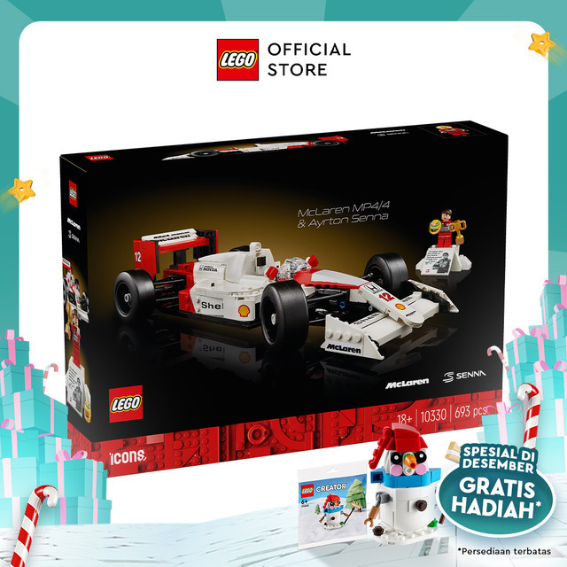 LEGO Icons 10330 McLaren MP4/4 & Ayrton Senna (693 Pieces) Mainan Susunan Balok (18 Tahun+)