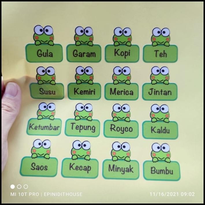 

DISKON STIKER TOPLES KEROPPI KEROPI LABEL NAMA BUMBU DAPUR TEMPEL ANTI AIR !!