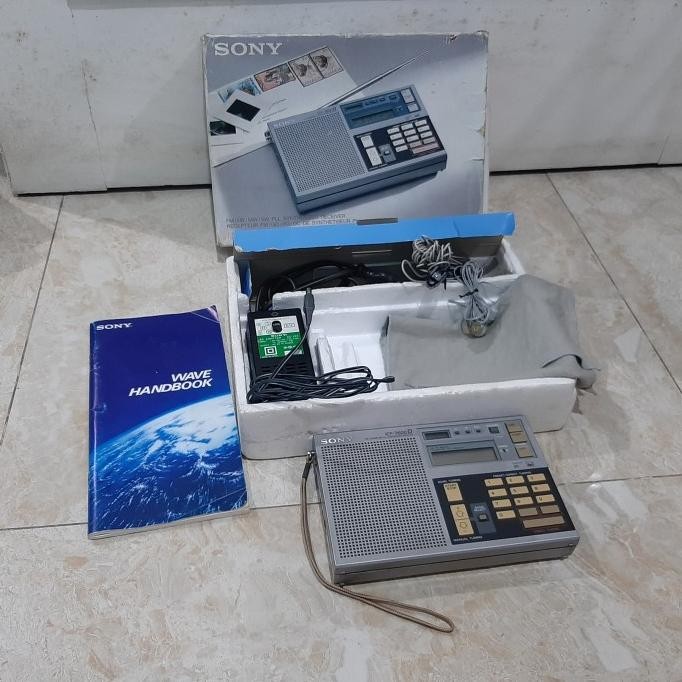 Sony ICF-7600D Radio Synthesized FM LW MW SW PLL Receiver antik 1983 Komplit Set Kolektor Rare Murah