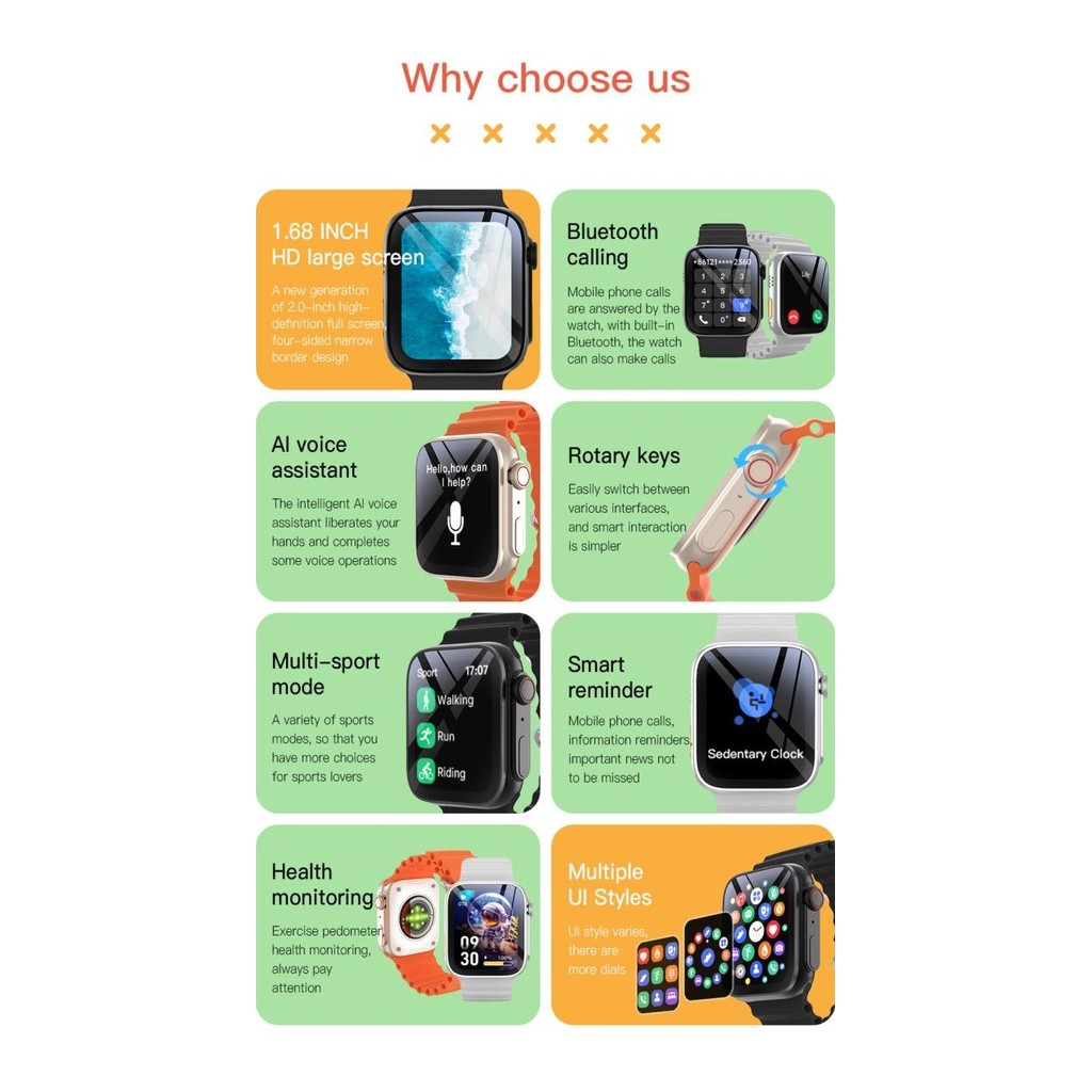 DENNOS Smartwatch T900 ULTRA Series 8 ULTRA Big Screen 2.09 Inch Smart [terbaik]