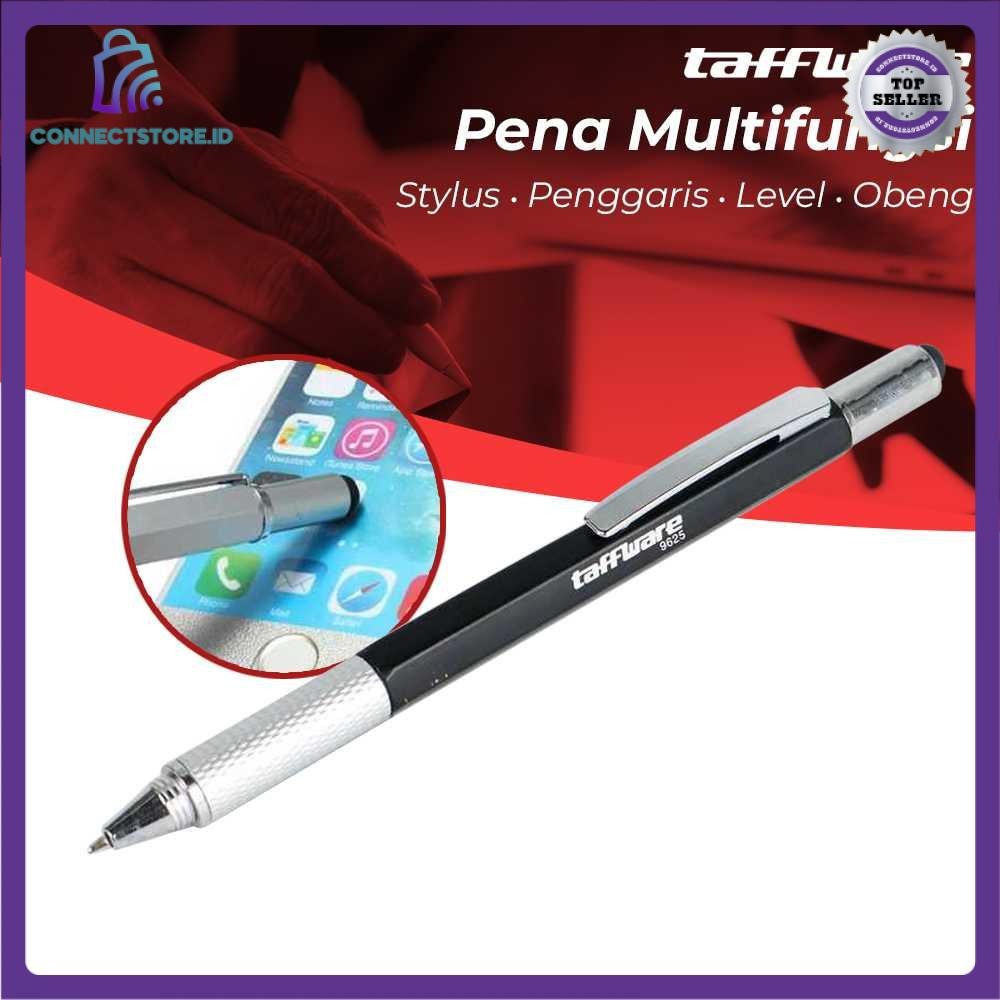 

Pena Multifungsi Plastik Stylus Penggaris Waterpass Obeng - Hitam