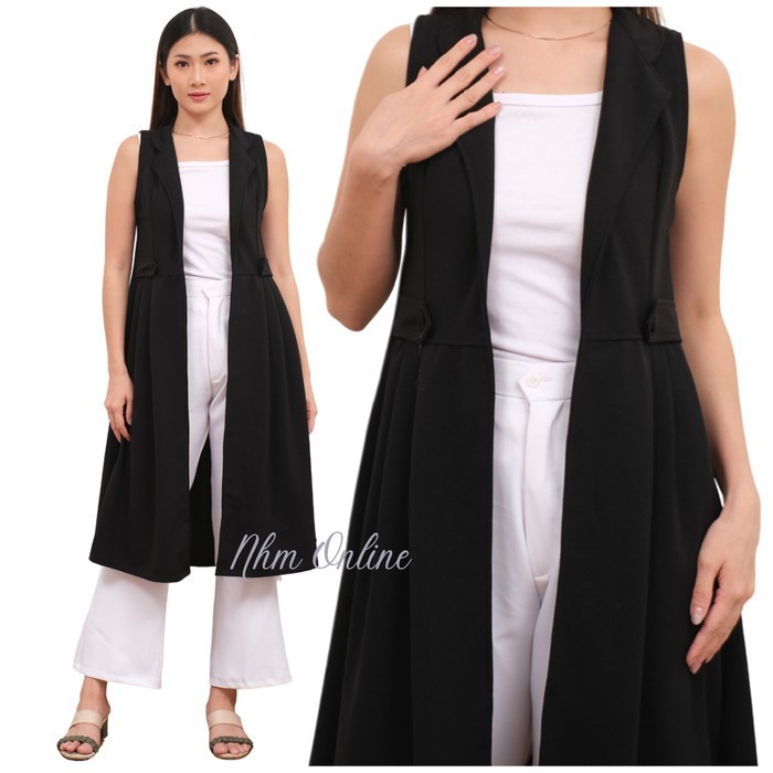 Nhm Rompi Tunik Wanita Vest Outer Polos Lorenzo 720 Merah