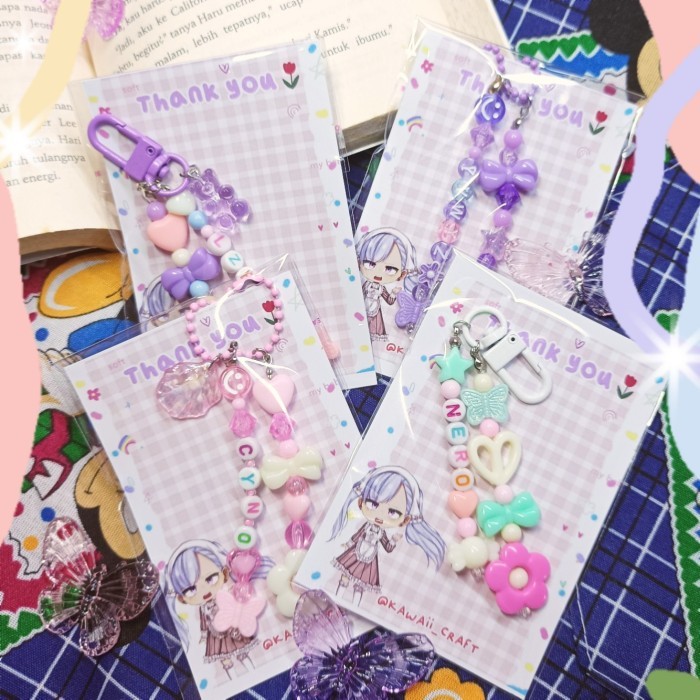 TERUJI Gantungan Kunci Hp CUSTOM NAMA Phone Hook Phone Strap aksesoris