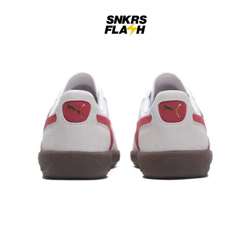 PUMA Palermo Lth White Vapor Gray Club Red Sepatu Sneakers Pria - 39646405