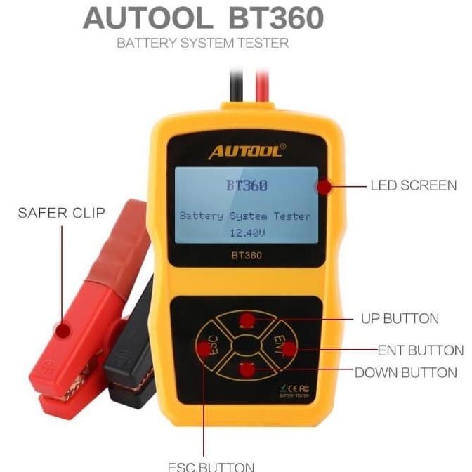 alat test aki tester baterai 12V CCA BT 360 autool battery tester