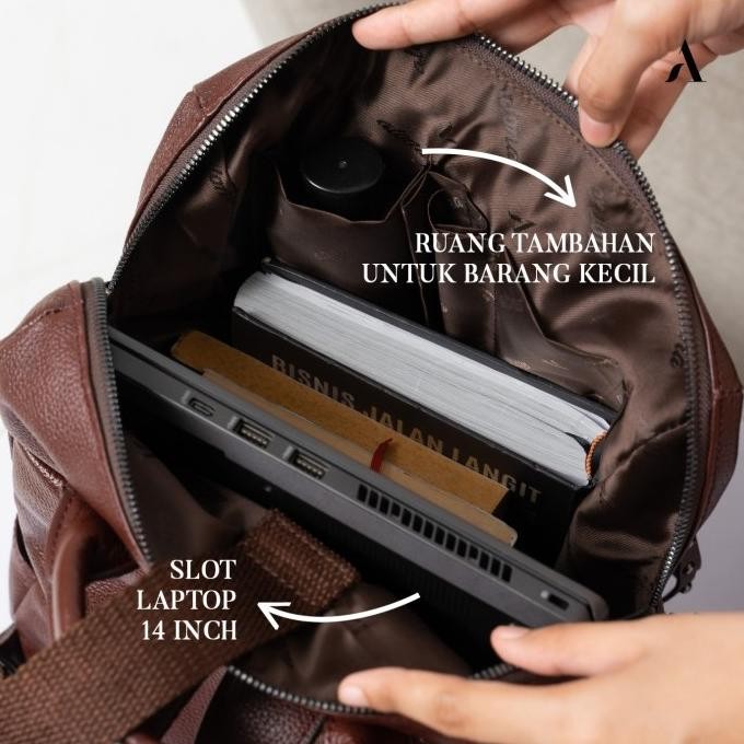 Tas Ransel Wanita Kulit Asli Hania Backpack Laptop 14 inch Branded Ori