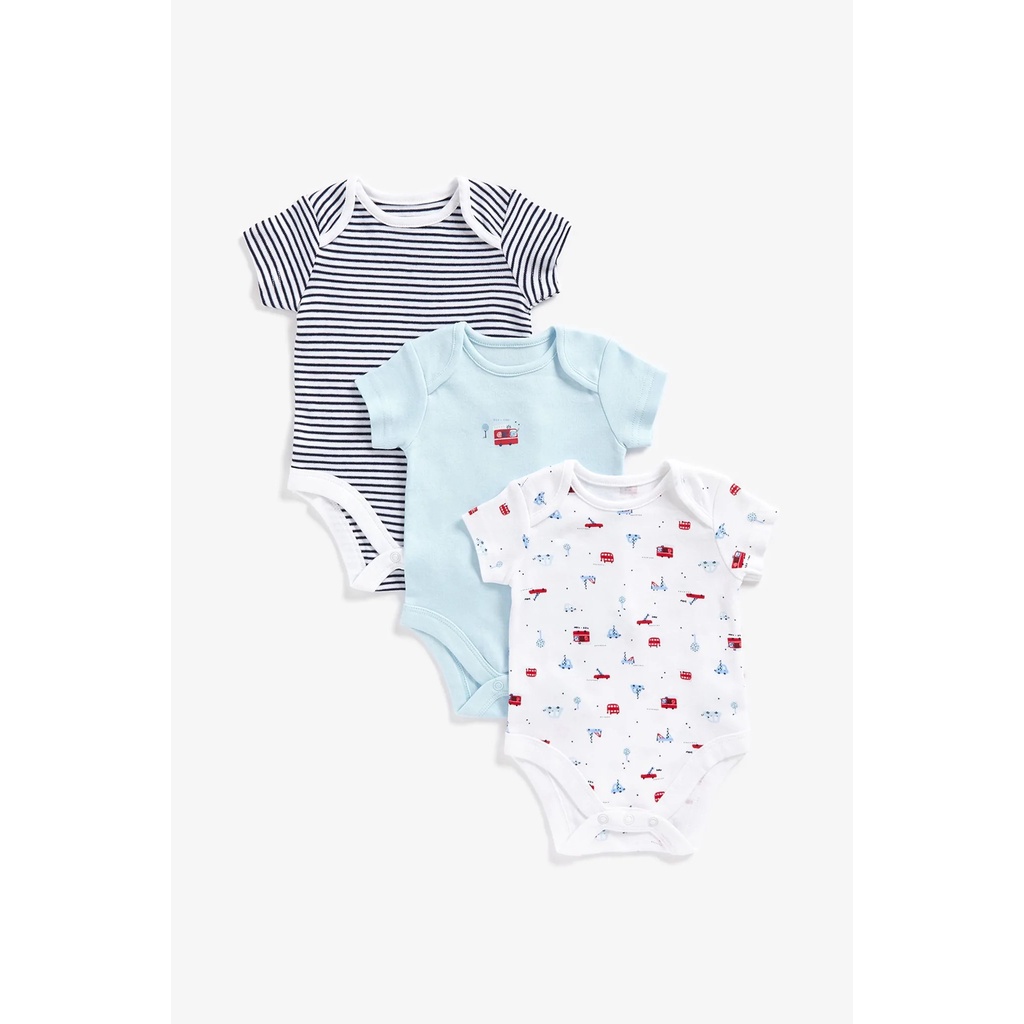 Baju Bodysuit Anak Laki-laki Tema Transportasi MOTHERCARE - Paket 3 Produk Mothercare Asli Dari Luar