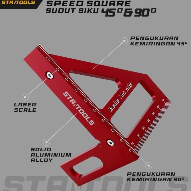 

Speed Square - Penggaris Sudut Siku Segitiga - 2 sisi - Penggaris Multi angle 90 derajat BPS