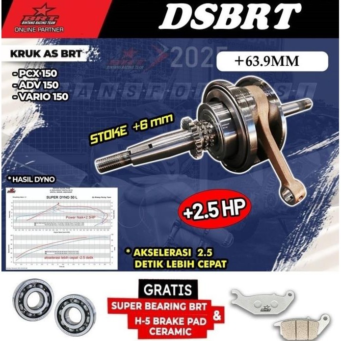 CRANKSHAFT KRUK AS BRT VARIO 150 PCX 150 ADV 150 VARIO 125 STROKE UP