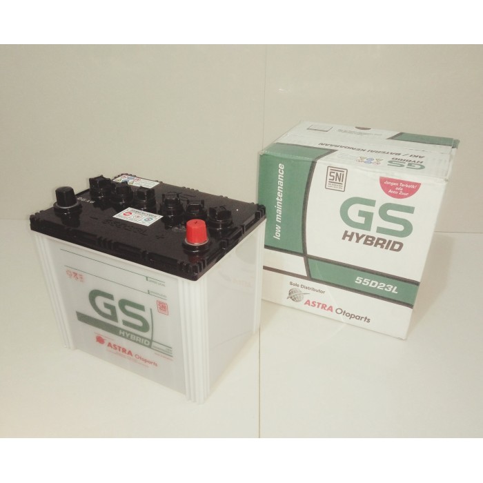 NEW Aki Gs Hybrid 55D23L Untuk mobil Mazda,Juke,Fortuner,Exora,Alpard,Ford