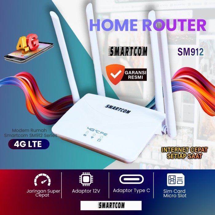 TERMURAH - Wifi Wireless Router 4G LTE Smartcom SM912 300mbps All Operator