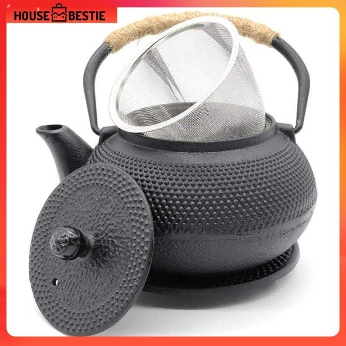 Teko Teh Jepang Besi Japanese Chinese Teapot Iron Kettle Saringan 1.2L