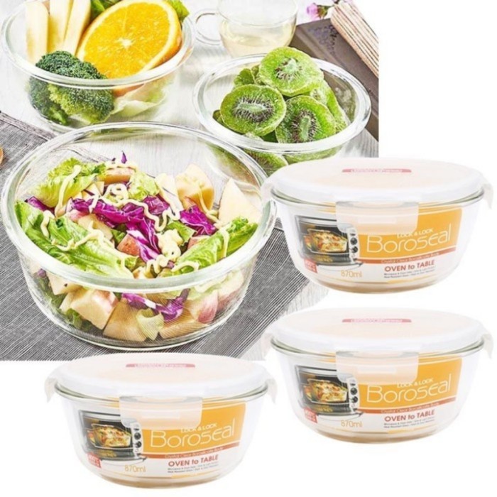 SALE LOCK & LOCK Glass Food Container Wadah Kaca Boroseal Rounded
