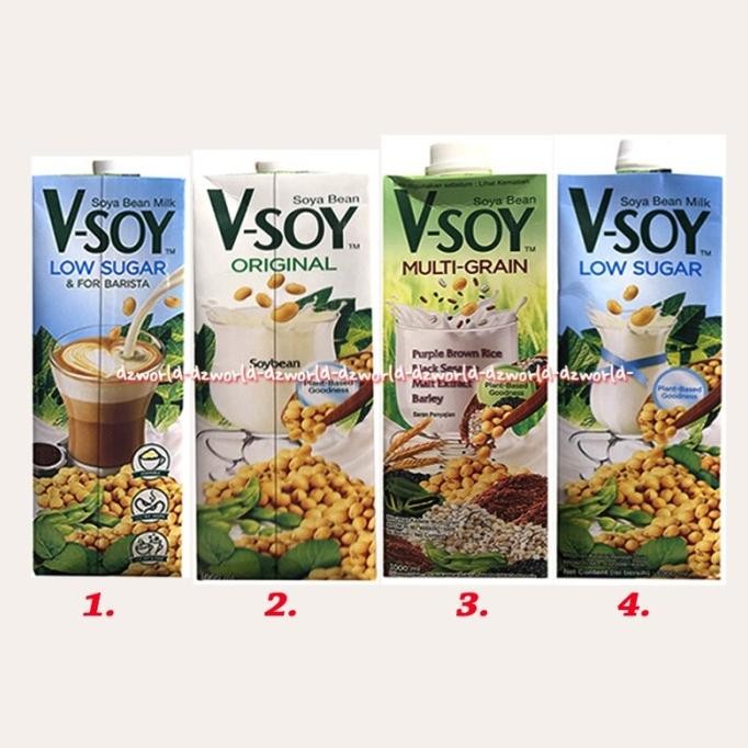 

V-Soy Susu Kacang Kedelai 1L Original Low sugar Multi Grain UHT Soy