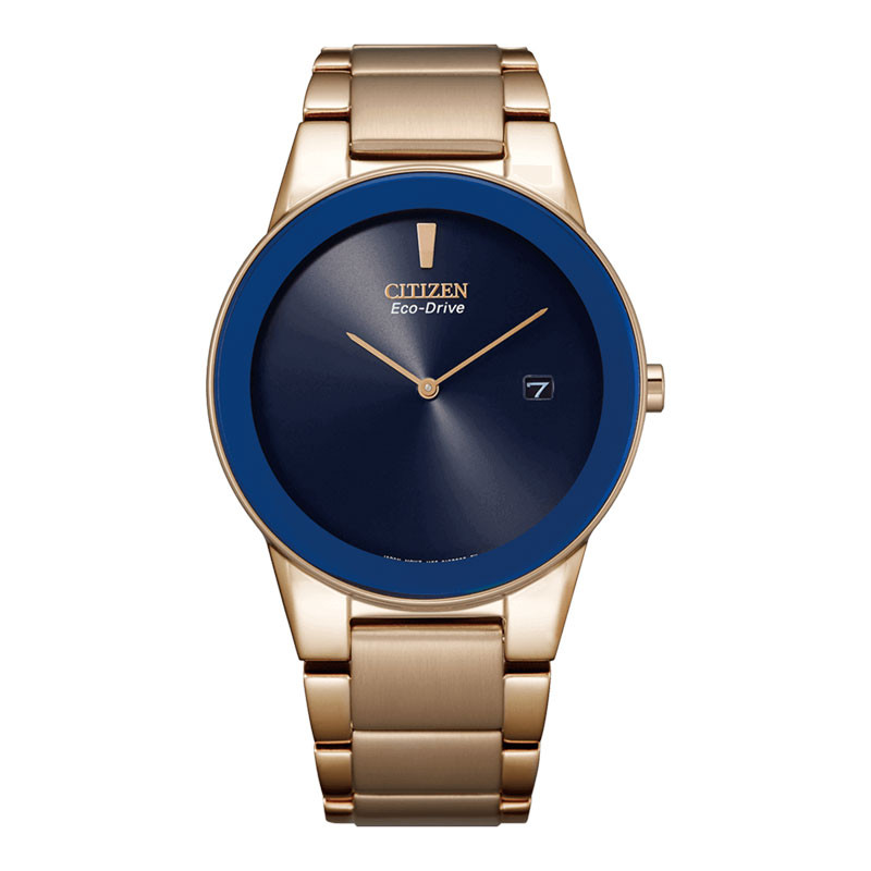 [PRJ 12.12] Jam Tangan Pria Citizen Eco Drive AU1066-80L Men Blue Dial Rose Gold Stainless Steel Str