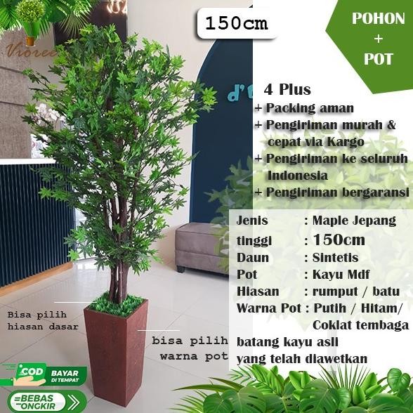 #1 Pohon Plastik Besar Tinggi Maple Jepang Hijau 150 Artificial