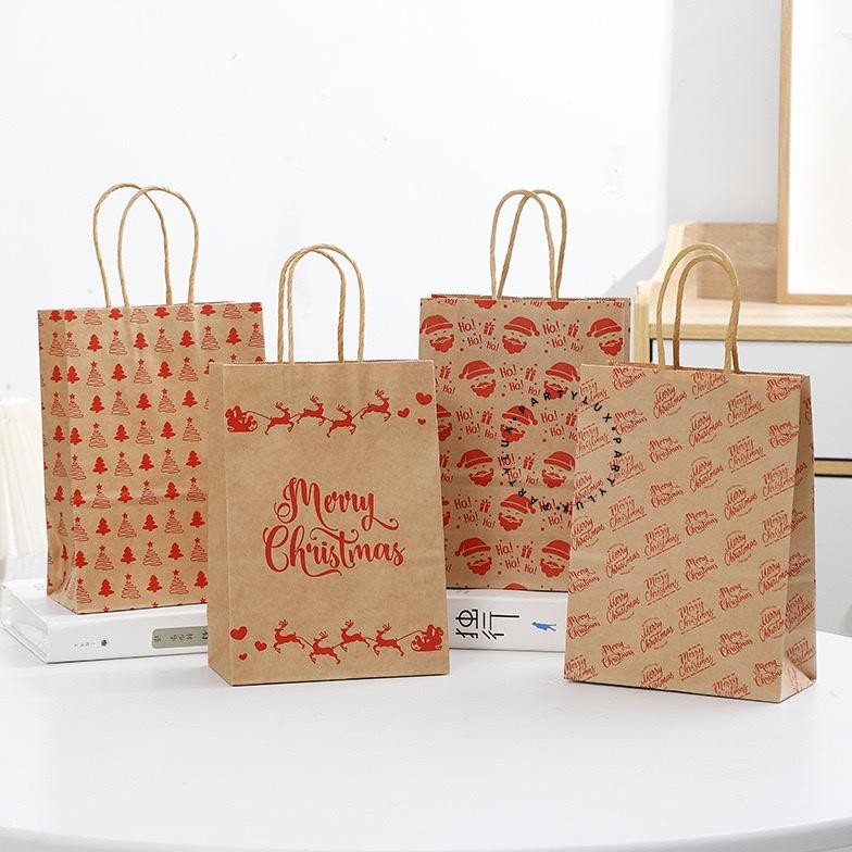 

Paper Bag Natal Kraft Paper Motif Classic / Goodie Bag Christmas / Tas Hampers Natal