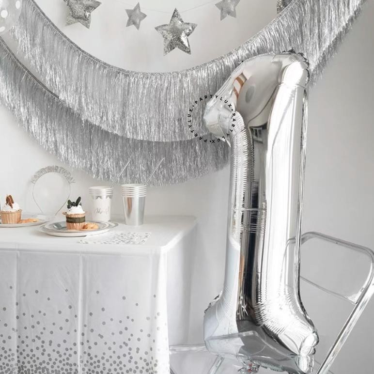 BALON ANGKA SILVER 80CM / BALON FOIL ANGKA 80CM / BALON ANGKA JUMBO