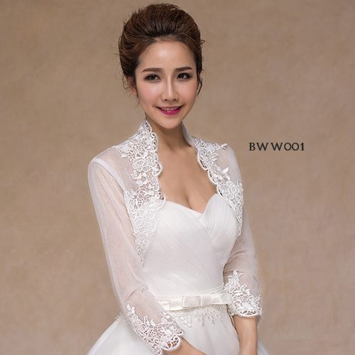 Aksesoris Bolero Pesta Wedding Pengantin Lengan Panjang Putih-BWW 001