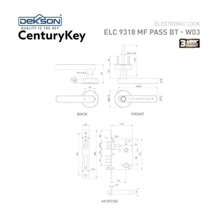 TERBARUUU Electronic Lock Dekkson ELC 9318 MF PASS BT W03 Smart Lock