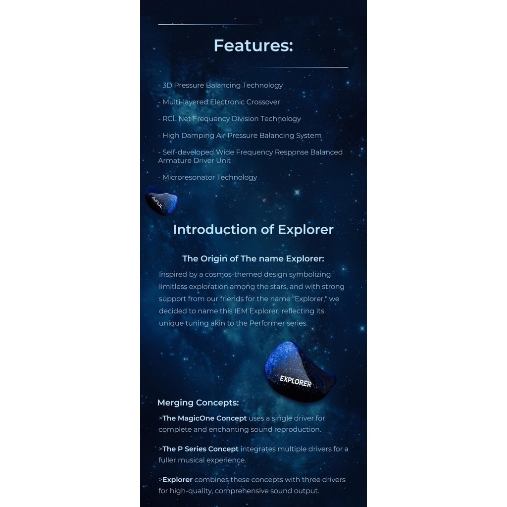 TERBARU - AFUL Explorer High Performance 1DD+2BA Hybrid Drivers In-ear IEM