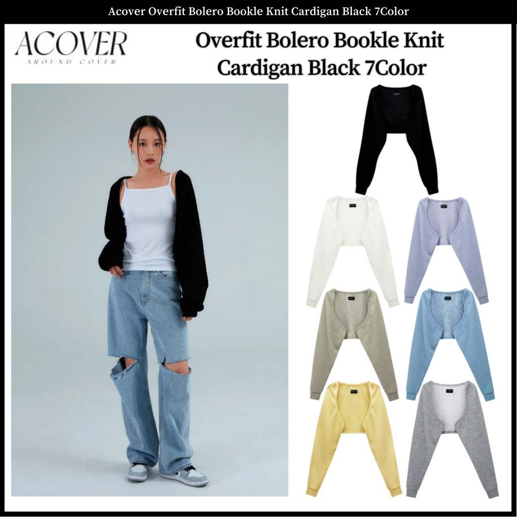 Acover Overfit Bolero Bookle Knit Cardigan Hitam 7 Warna |nOi8tJUQ|