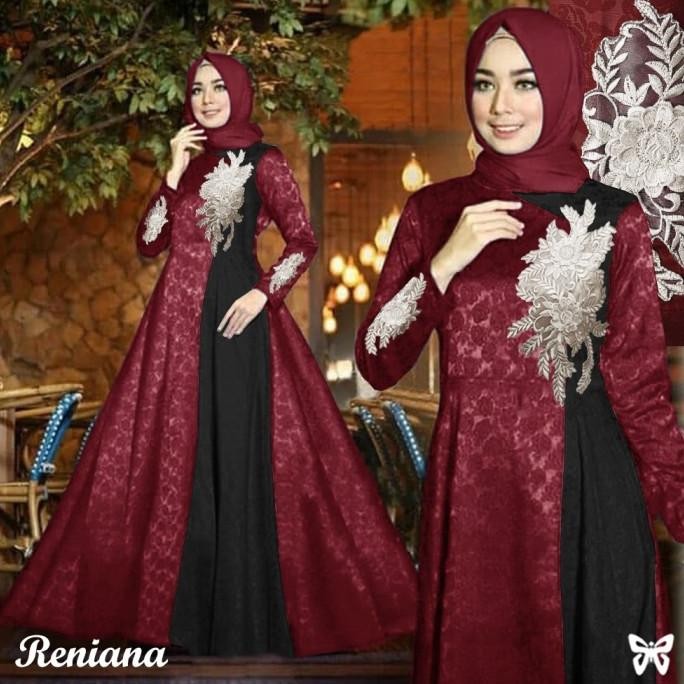 MAXI GAMIS PESTA RENIANA L, XXL, 3XL DAN 5XL BALOTELI EMBOSS BORDIR