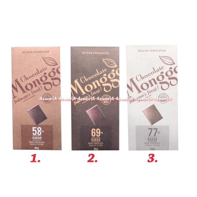 

Monggo Extra Fine Chocolate Cocoa Cokelat Tersedia 3 Varian 80gr