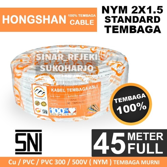 PROMO Kabel Listrik NYM SNI Tembaga 2x1,5 ROLL 50 YARD FULL 2x1.5 Kabel NYM Tembaga Asli