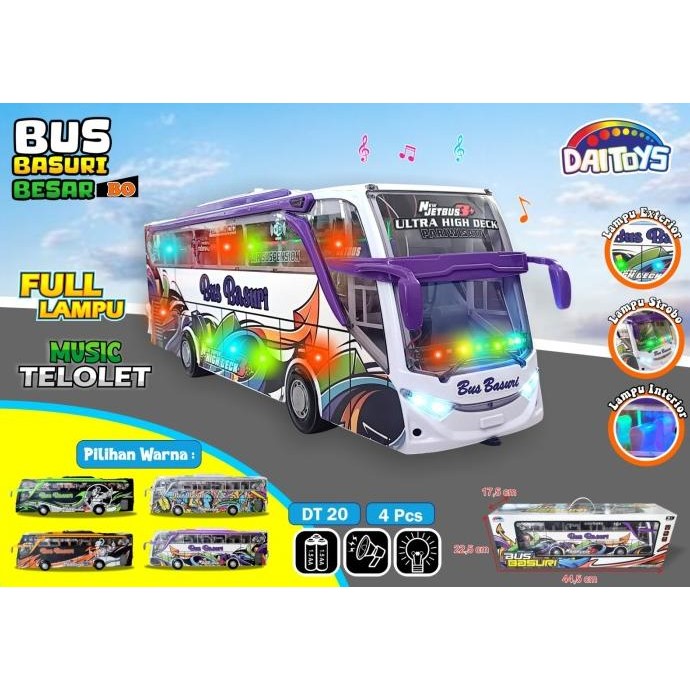 LARIS-MAINAN MOBIL BUS BASURI JUMBOMAINAN MINIATUR BUS OLENG BASURI VIRAL/MAINAN ANAK BUS TELOLET JU